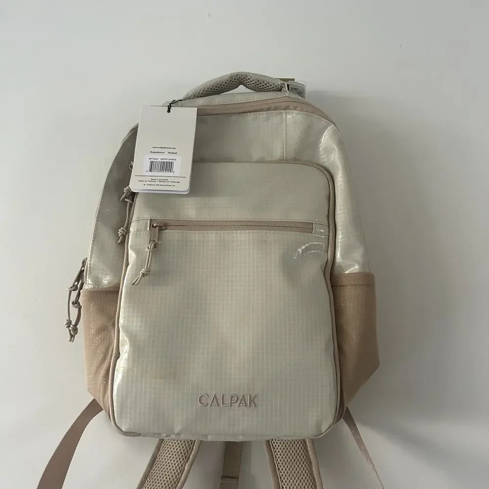 Calpak Terra White Sand Laptop Travel Backpack NWT